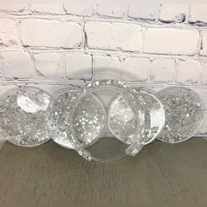 Clear Crushed Mirror Glass 4 piece Resin Coaster Set Handmade